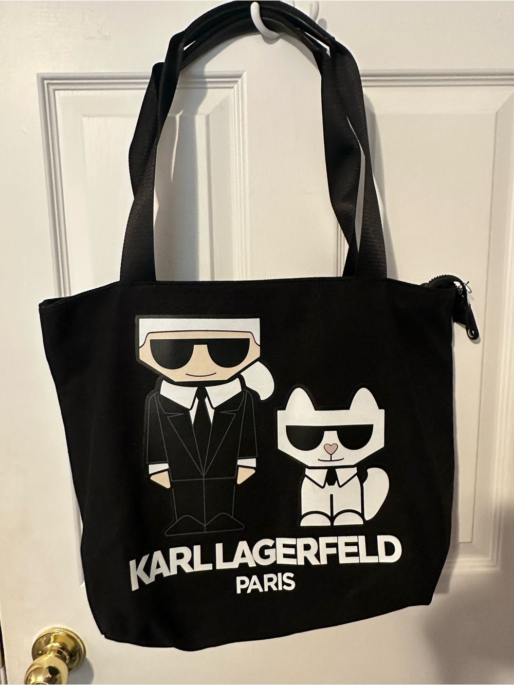 Karl Lagerfeld Black Tote with Graphic Karl & Cat